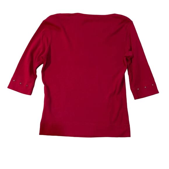 Tommy Hilfiger Tee Size M Vintage 90s y2k Red Cotton Rhinestone - Picture 2 of 10